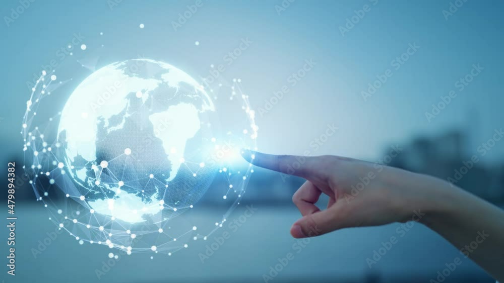 Poster Global communication network concept. Digital transformation.