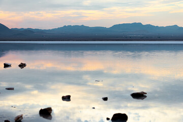 Rocks in the salt lake
