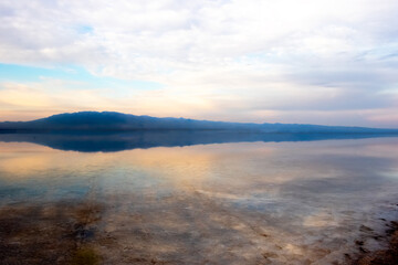 Reflection of the sky in the salt lake