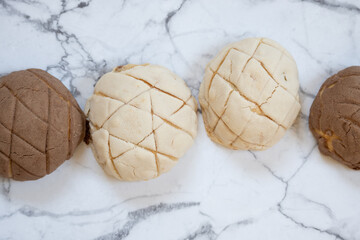 Top view of Mexican conchas
