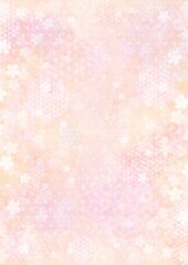 桜の花と和柄模様の背景イラスト