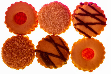 Jam, cocoa and sesame pastry