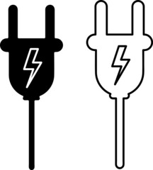 Electric outline plug icon. Vector illustration..eps