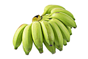 Fresh Green cultivated banana of Thailand isolated on white background.