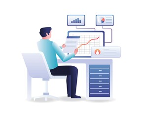 Men analyze seo company data optimization