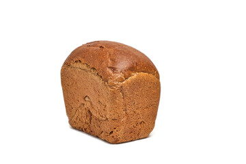 Loaf black bread on white background.
