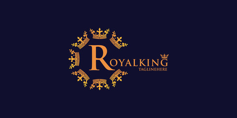 Fototapeta na wymiar R royal logo design concept Premium Vector