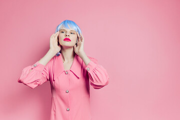 glamorous woman bright makeup fashion isolated background