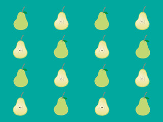 洋ナシのレトロな背景が緑色の壁紙