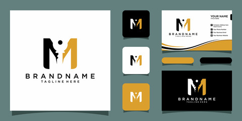 Initial letter m key logo concept, key with letter m, logo design template