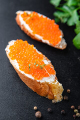 red caviar salmon chum fish seafood healthy meal food snack on the table copy space food background