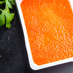 red caviar salmon chum fish seafood healthy meal food snack on the table copy space food background