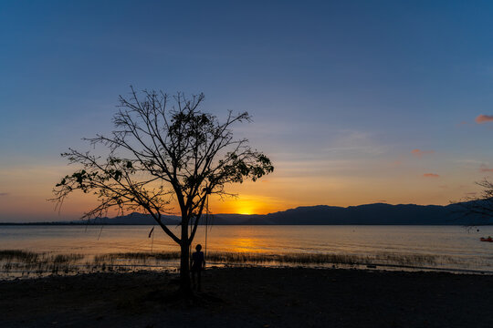 Beautiful sunset at Timah Tasoh Lake in Perlis, Malaysia