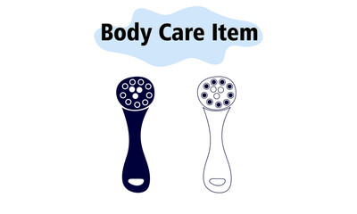 Massage brush for the body. In a solid and linear style. Vector illustration.