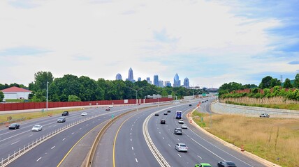 highway leading to downtown Charlotte NC