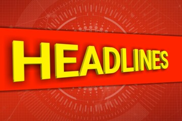 News headlines banner.TV News show Broadcast template widescreen illustration