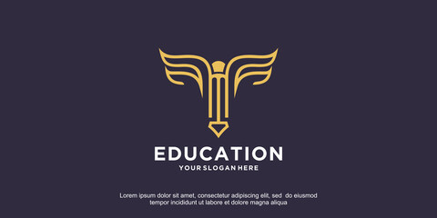 Education logo design concept Premium Vector