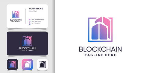 Blockchain logo design concept Premium Vector