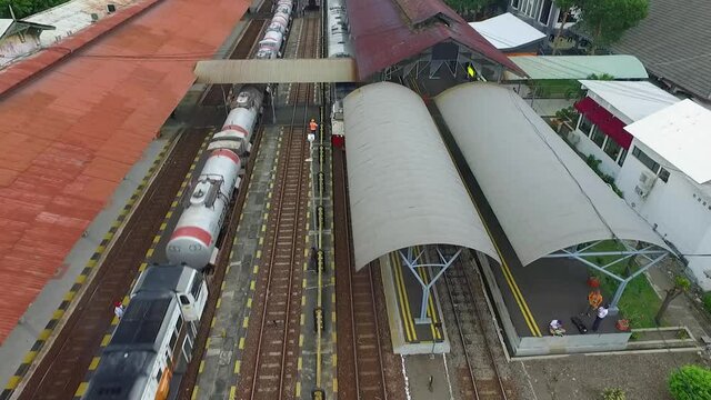 Aerial Shot of Oil Train and Station