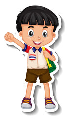 Thai student boy cartoon character
