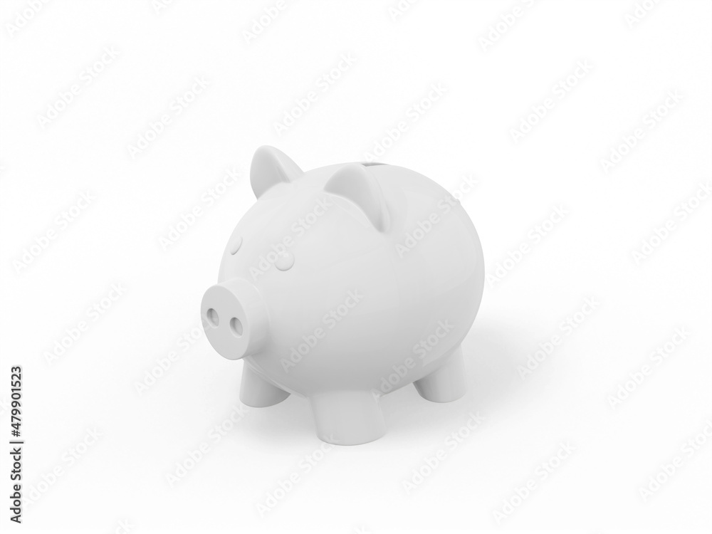 Poster white one color piggy bank on a white flat background. minimalistic design object. 3d rendering icon