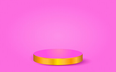 3d geometric pink podium for product placement with circular background and editable color