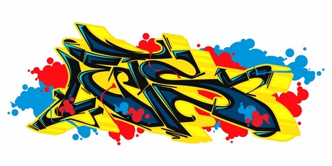 Abstract Isolated Urban Graffiti Street Art Style Word Lets Lettering Vector Illustration  - obrazy, fototapety, plakaty
