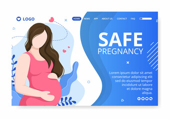 Pregnant Mother and Maternity Insurance Landing Page Health care Template Flat Illustration Editable of Square Background for Social media or Greetings Card