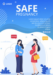 Pregnant Mother and Maternity Insurance Flyer Health care Template Flat Illustration Editable of Square Background for Social media or Greetings Card