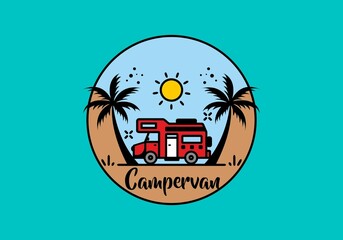 Campervan life line art illustration