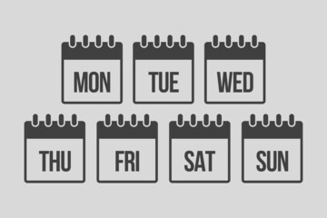 Vector set icon page calendar, days of the week