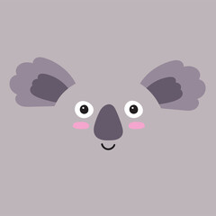 Obraz premium Cute koala face. Cartoon baby animal character