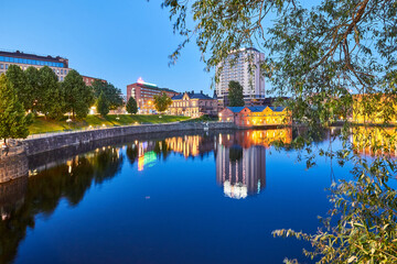 Obraz premium Tampere centre and Tammerkoski rapids view