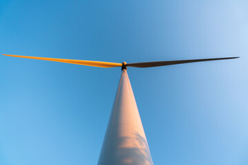 Wind power generator with blue sky background. 풍력발전기, 풍력, 터빈, 블레이드,...