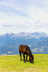 A beautiful view of Kronplatz (Plan de Corones) with mountain range in background