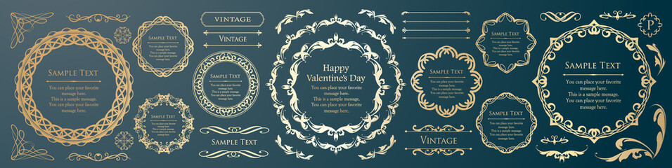 バレンタインデーのフレームデザイン。豪華でエレガントな装飾。アンティーク。ビンテージ。ゴージャス。エレガンス。