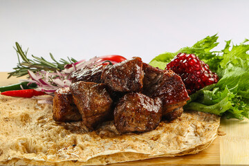 Grilled beef kebab barbeque shashlik