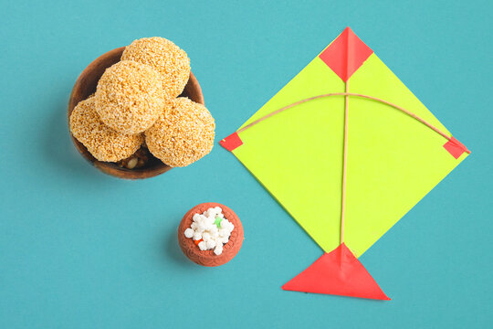 Indian sweet for traditional festival makar sankranti :Rajgira laddu made from Amaranth seed in Bowl on white background.