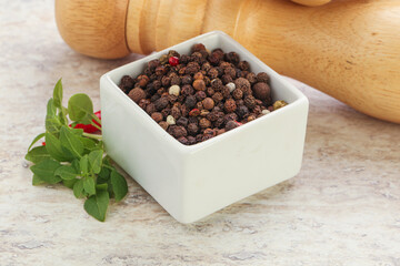 Peppercorn mix heap in the bowl