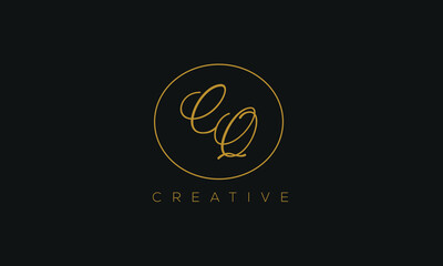 CQ is a stylish logo with creative design and golden color with black background.