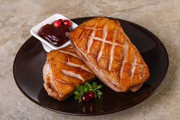 Roasted duck breast with sauce