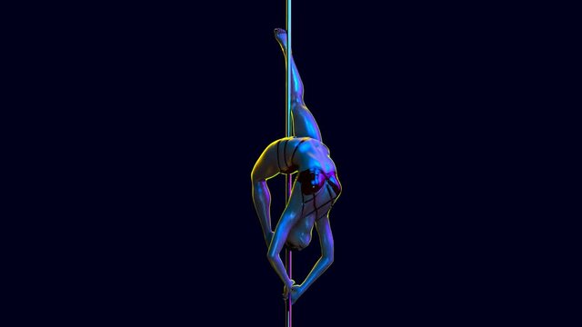 VJ Loop rotation on the pole of a beautiful sexy girl. 3D Render