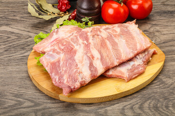 Raw pork ribs for cooking