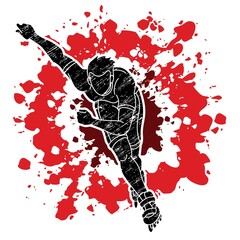 Roller blade Player Extreme Sport Cartoon Graphic Vector