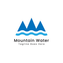 blue mountain water logo design