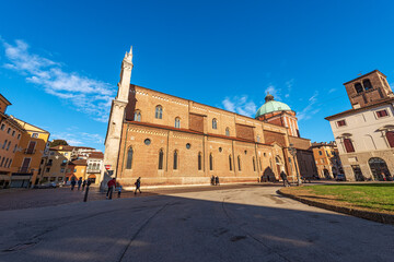 Vicenza. Side view of the Cathedral of Santa Maria Annunciata in Gothic Renaissance style, VIII century, architect Andrea Palladio, UNESCO world heritage site, Veneto, Italy, Europe.