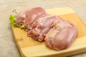 Raw chicken boneless and skinless leg
