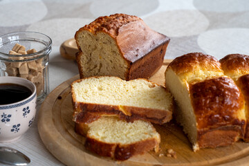 cup of coffee and homemade brioche