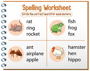 Spelling worksheet template for kids