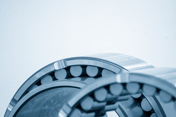 The close-up scene of  cylindrical rolling bearing spare parts.